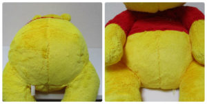 ぬいぐるみの綿入れ修理 Before After(くまのプーさん)